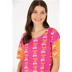 Kadın Pembe Bisiklet Yaka Tişört