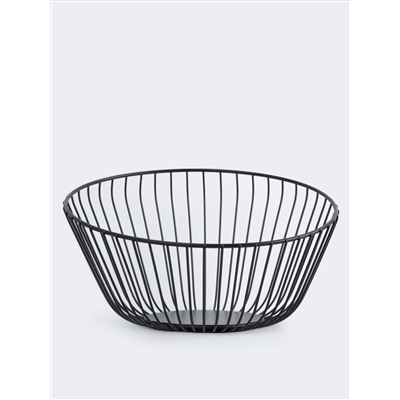Корзина для фруктов, 25 см, металл, черная, Прутья, Spin