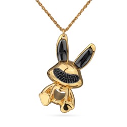 Кулон Зая (кристаллы SW черные, гематит; покрытие золото) 95см, Есть комплект