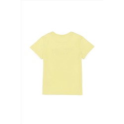 Çocuk Açık Sarı Bisiklet Yaka Tişört
