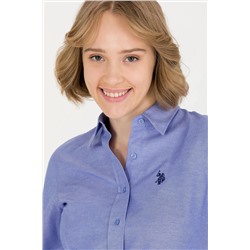 Kadın Saks Uzun Kollu Basic Gömlek