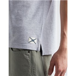 Mandarin Collar Polo, Men, Light Grey