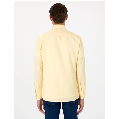 Sarı Oxford Slim Fit Kolay Ütülenebilir Gömlek