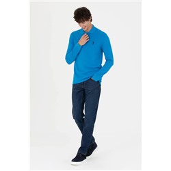 Erkek Kobalt Mavi Basic Sweatshirt