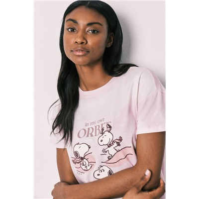 Camisón corto rosa algodón Snoopy