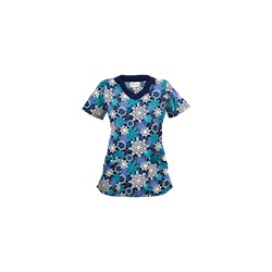 UA Festive Snowflakes Navy Print Scrub Top