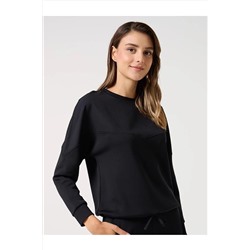 Jimmy Key Siyah Düz Kesim Bisiklet Yaka Rahat Uzun Kollu Sweatshirt 22K08SIYA