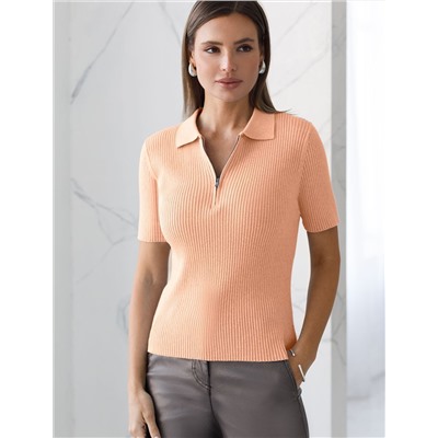 Джемпер-поло с застежкой на молнии из хлопка с кашемиром