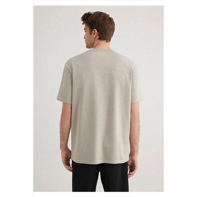 Mavi Bisiklet Yaka Gri Basic Tişört Loose Fit / Bol Rahat Kesim 0611596-70100