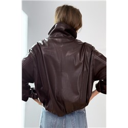 LEATHER EFFECT JACKET WITH PLEATS