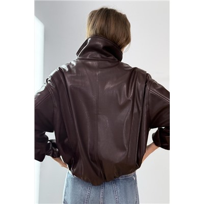 LEATHER EFFECT JACKET WITH PLEATS
