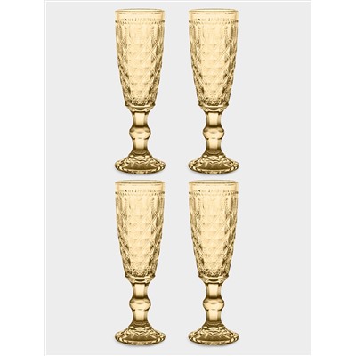 Бокал для шампанского, 150 мл, 4 шт, стекло P, янтарный, Dubai