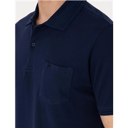 Lacivert Regular Fit %100 Pamuk Polo Yaka Basic Tişört