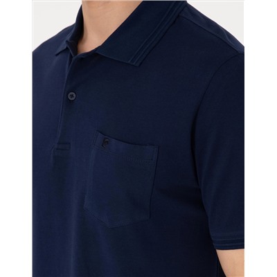 Lacivert Regular Fit %100 Pamuk Polo Yaka Basic Tişört
