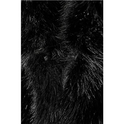 SHORT FAUX FUR COAT WITH LAPEL COLLAR