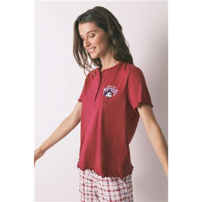 Pijama largo algodón Mickey rojo