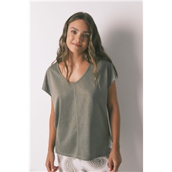Camiseta holgada viscosa naranja lurex