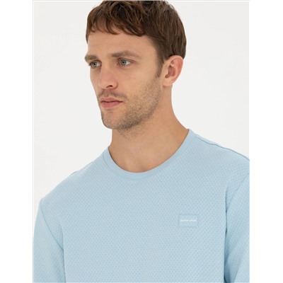 Açık Mavi  Regular Fit Bisiklet Yaka Sweatshirt