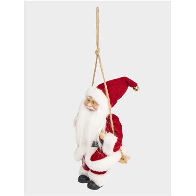 Изделие декоративное, 23 см, подвесное, полиэстер, Санта на качелях, New year