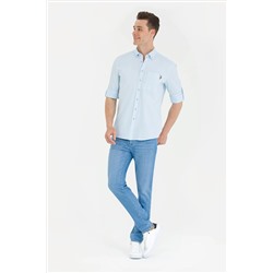 Erkek Mavi Uzun Kollu Gömlek