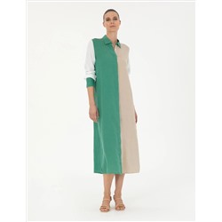 Yeşil Keten Comfort Fit Tunik
