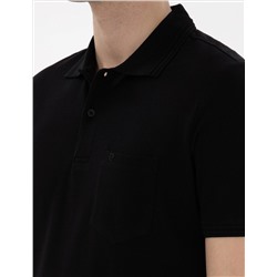 Siyah Regular Fit %100 Pamuk Polo Yaka Basic Tişört