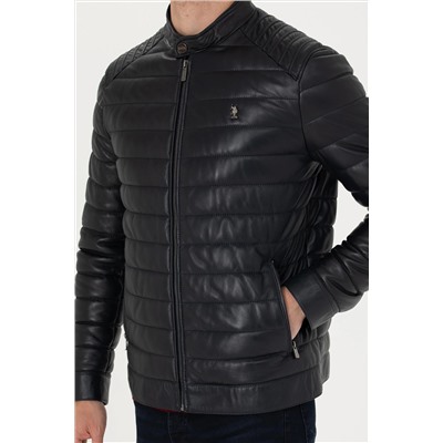 Erkek Lacivert Deri Ceket