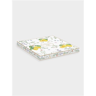 Блюдо, 25х18 см, фарфор P, овальное, белое, Цветы и лимоны, Fleurs et Citrons