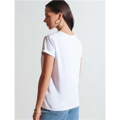 Свободная футболка с принтом из премиального хлопка с эластаном