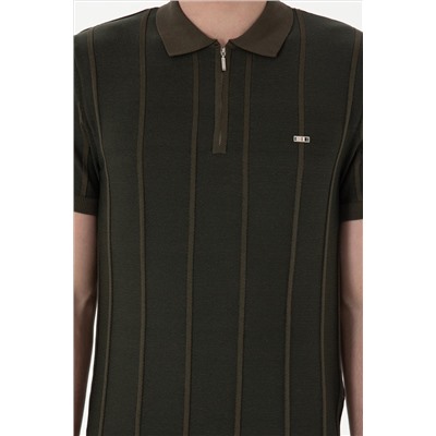 Erkek Slim Fit Polo Yaka Vizon Tişört