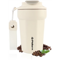 PHILORN Pink Coffee Tumbler - 12 OZ Insulated Coffee Mug with Lid, Leak Proof Thermo Cup for Hot and Iced Drinks, Stainless Steel Vacuum Pink Cup with Double Wall