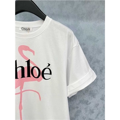 Женская футболка свободного кроя / овер с отворотами на рукавах  Chlo*e