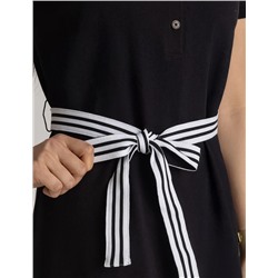 STRIPED BELT POLO DRESS
