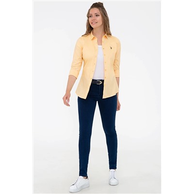 Kadın Sarı Uzun Kollu Basic Gömlek