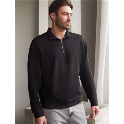 Свитшот с воротом стойкой на молнии из эластичного футера двухнитки