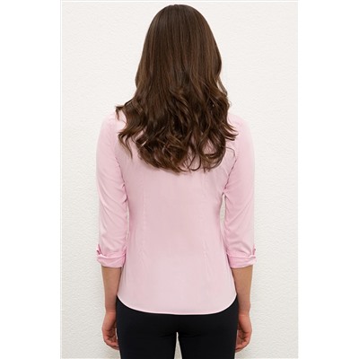 Kadın Pembe Uzun Kollu Basic Gömlek