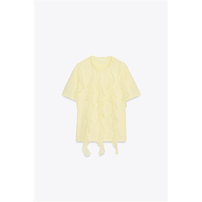 T-SHIRT WITH FRONT RUFFLES