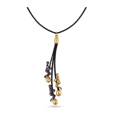 Кулон Объятия (покрытие золото, черный родий) 52-57см, Есть комплект