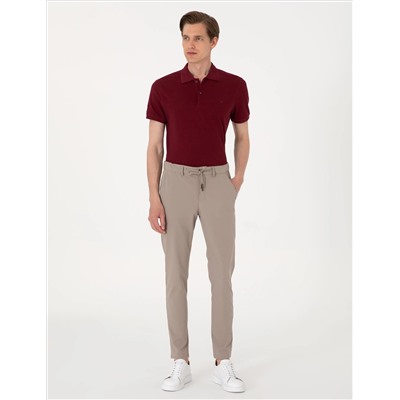 Bordo Slim Fit %100 Pamuk Polo Yaka Basic Tişört