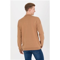 Erkek Camel Melanj Polo Yaka Triko Kazak