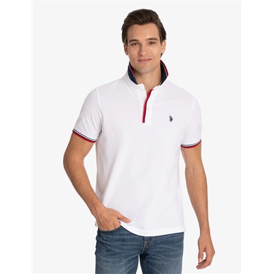 SIGNATURE STRIPE RIB TIPPED TRIM POLO SHIRT