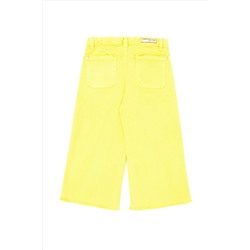 Kız Çocuk Neon Sarı Kanvas Pantolon