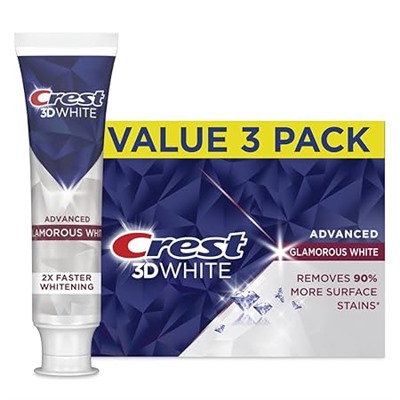 Crest 3D White Advanced Glamorous White Teeth Whitening Toothpaste, 3.3 oz, Pack of 3 Visit the Crest Store