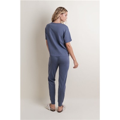 Pijama algodón estampado azul