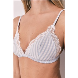 Sujetador triangular algodón estampado rayas NATURAL