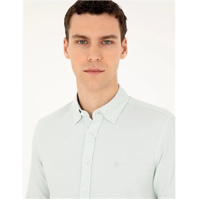 Yeşil Slim Fit Uzun Kollu Gömlek