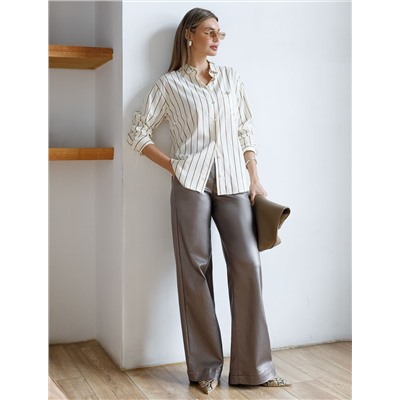 Джинсы трубы металлик прямые из эластичного денима