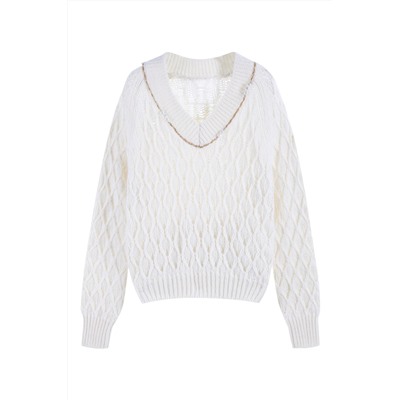 Jersey de lana, mohair y alpaca Blanco