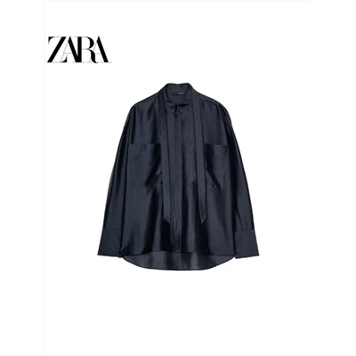 Лёгкая воздушная женская блузка из смесового тенселя  ЗАР*А