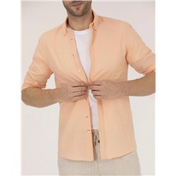 Turuncu Slim Fit Uzun Kollu Gömlek